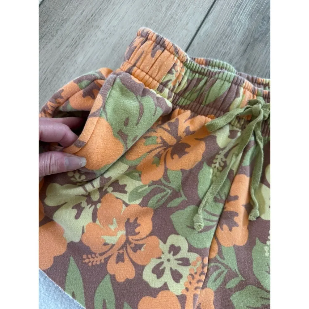Wild Fable Tropical Hawaiian Dolphin Hem Sweat Shorts XS Beach Resort Lounge